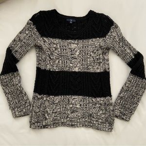 GAP Stripe Woven Knitted Color Block Wool Blend Sweater